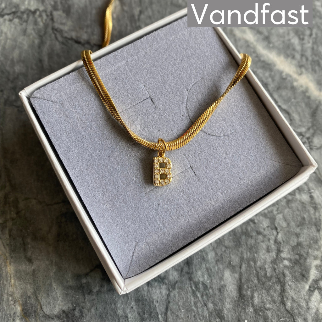 Annebrauner Snake Letter Halskæde 18k Guldbelagt