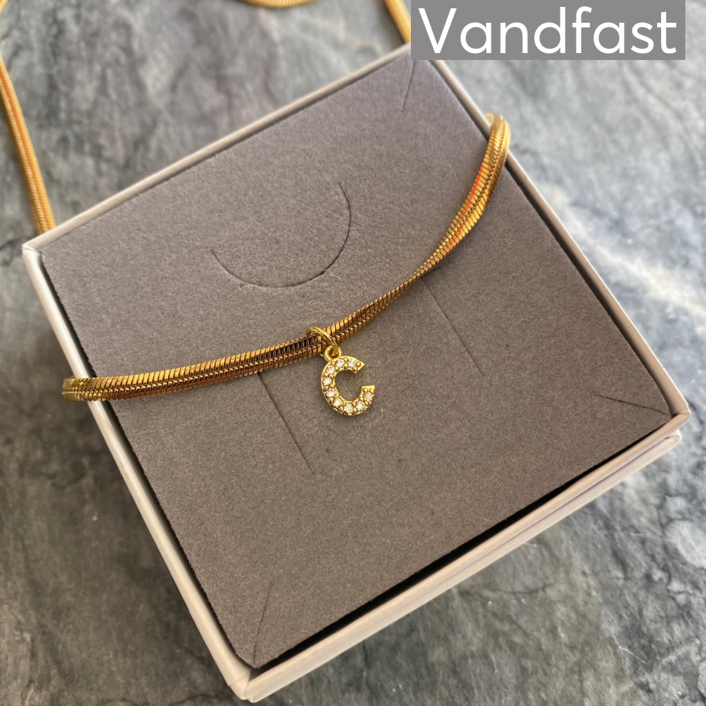Annebrauner Snake Letter Halskæde 18k Guldbelagt