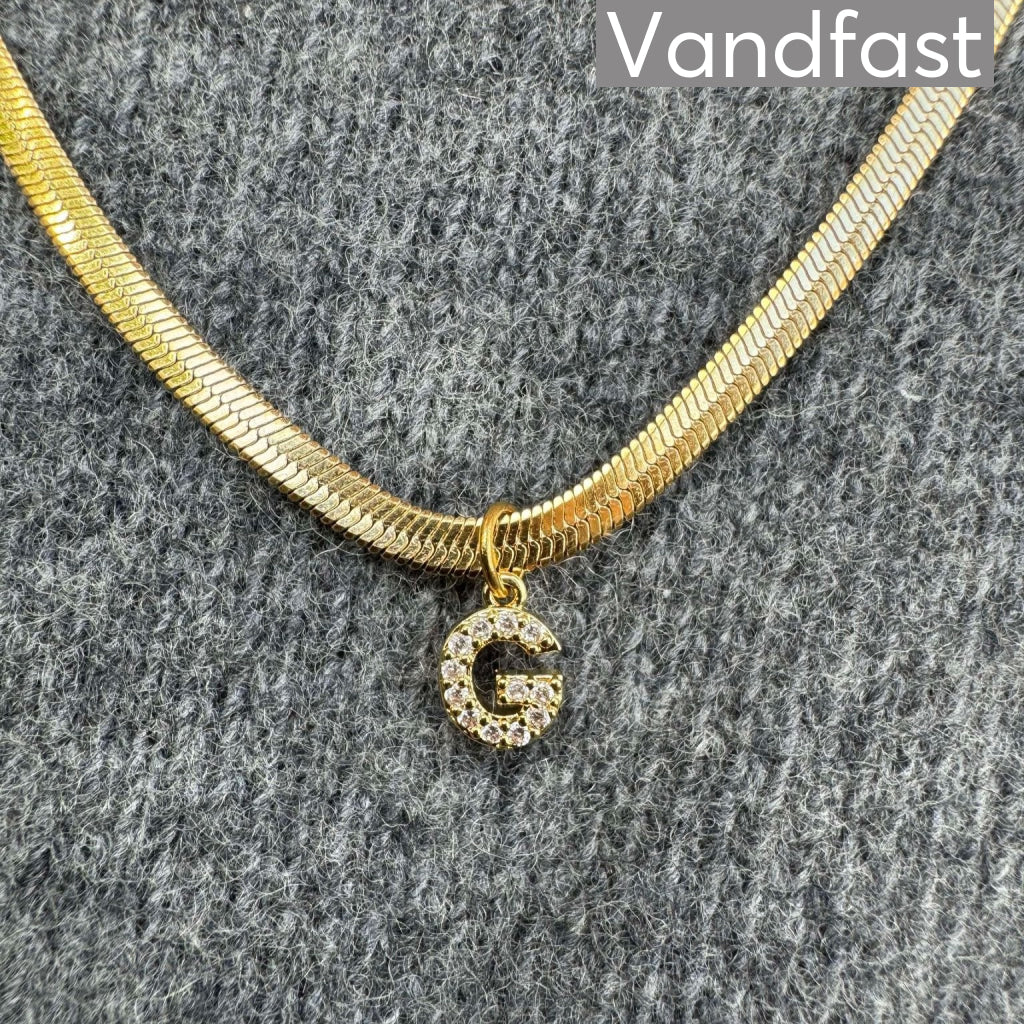 Annebrauner Snake Letter Halskæde 18k Guldbelagt