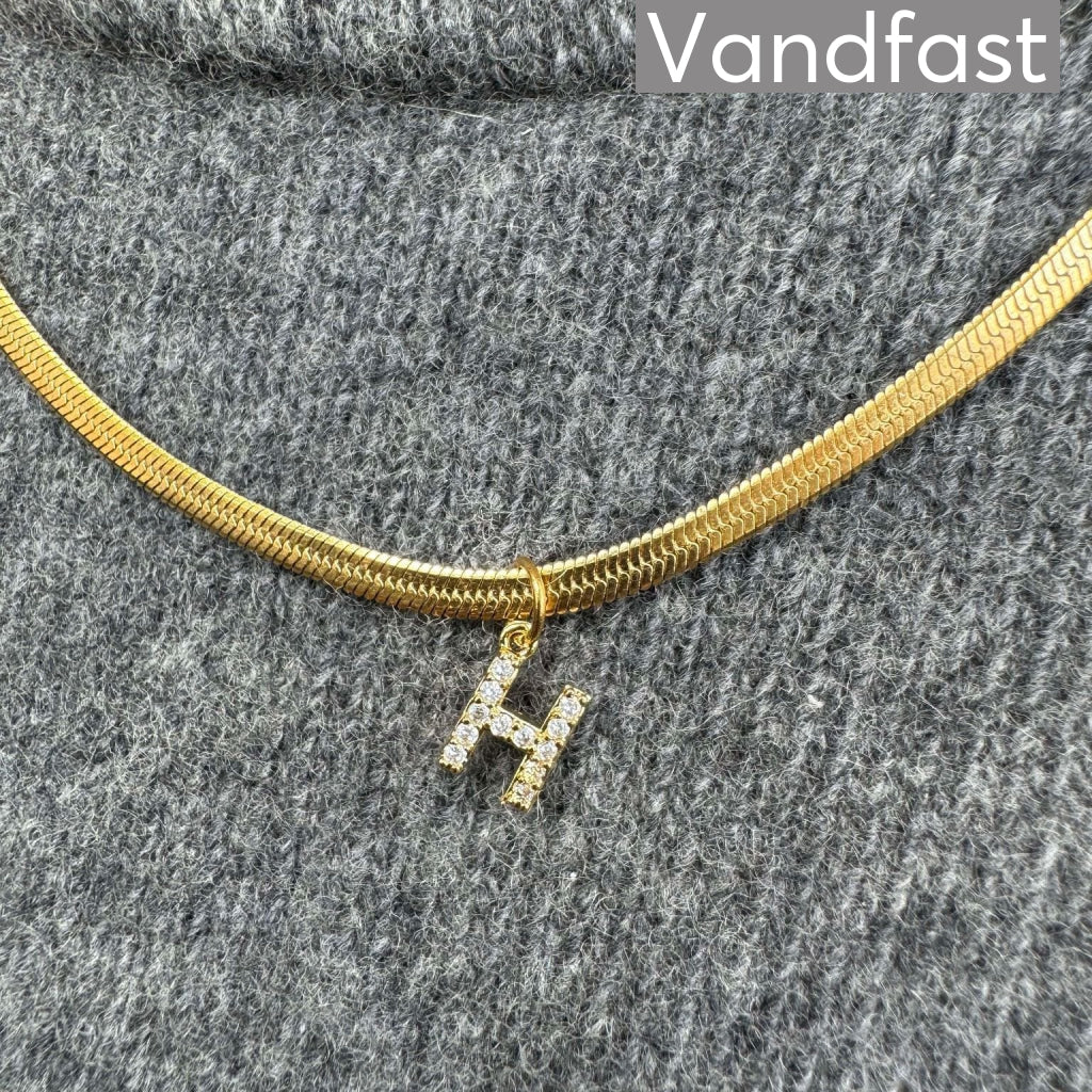 Annebrauner Snake Letter Halskæde 18k Guldbelagt