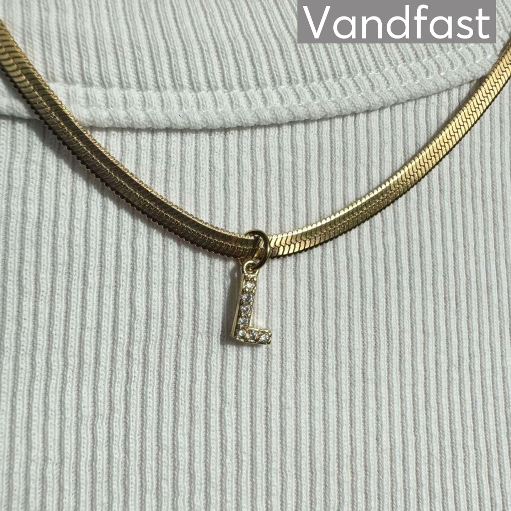 Annebrauner Snake Letter Halskæde 18k Guldbelagt