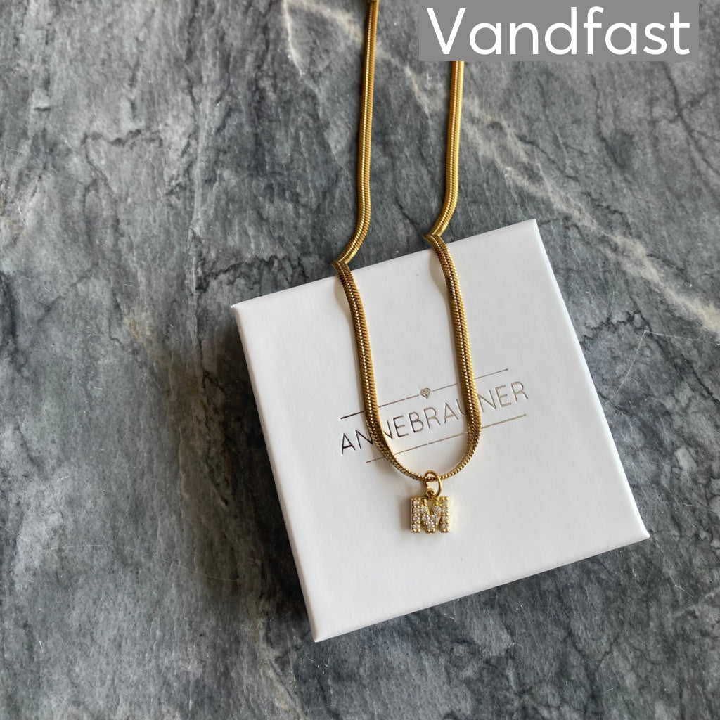 Annebrauner Snake Letter Halskæde 18k Guldbelagt