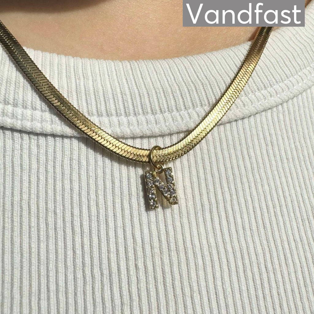Annebrauner Snake Letter Halskæde 18k Guldbelagt