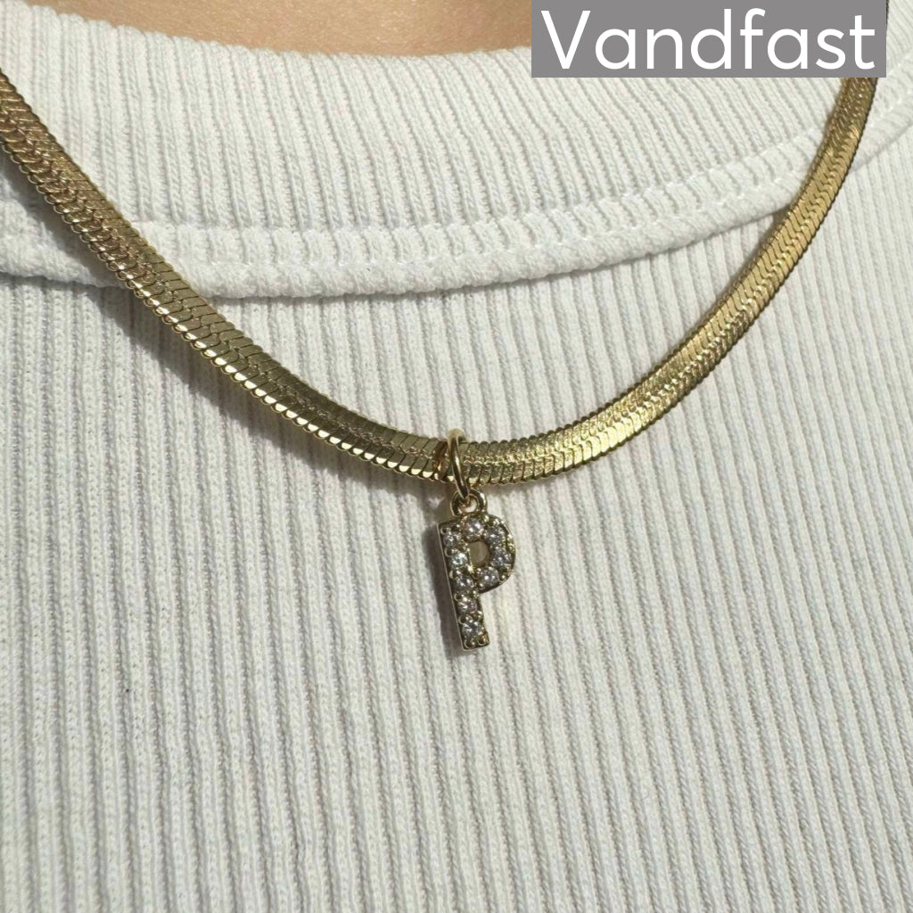 Annebrauner Snake Letter Halskæde 18k Guldbelagt