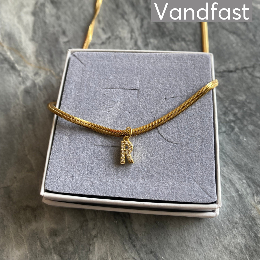 Annebrauner Snake Letter Halskæde 18k Guldbelagt