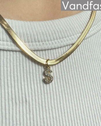 Annebrauner Snake Letter Halskæde 18k Guldbelagt