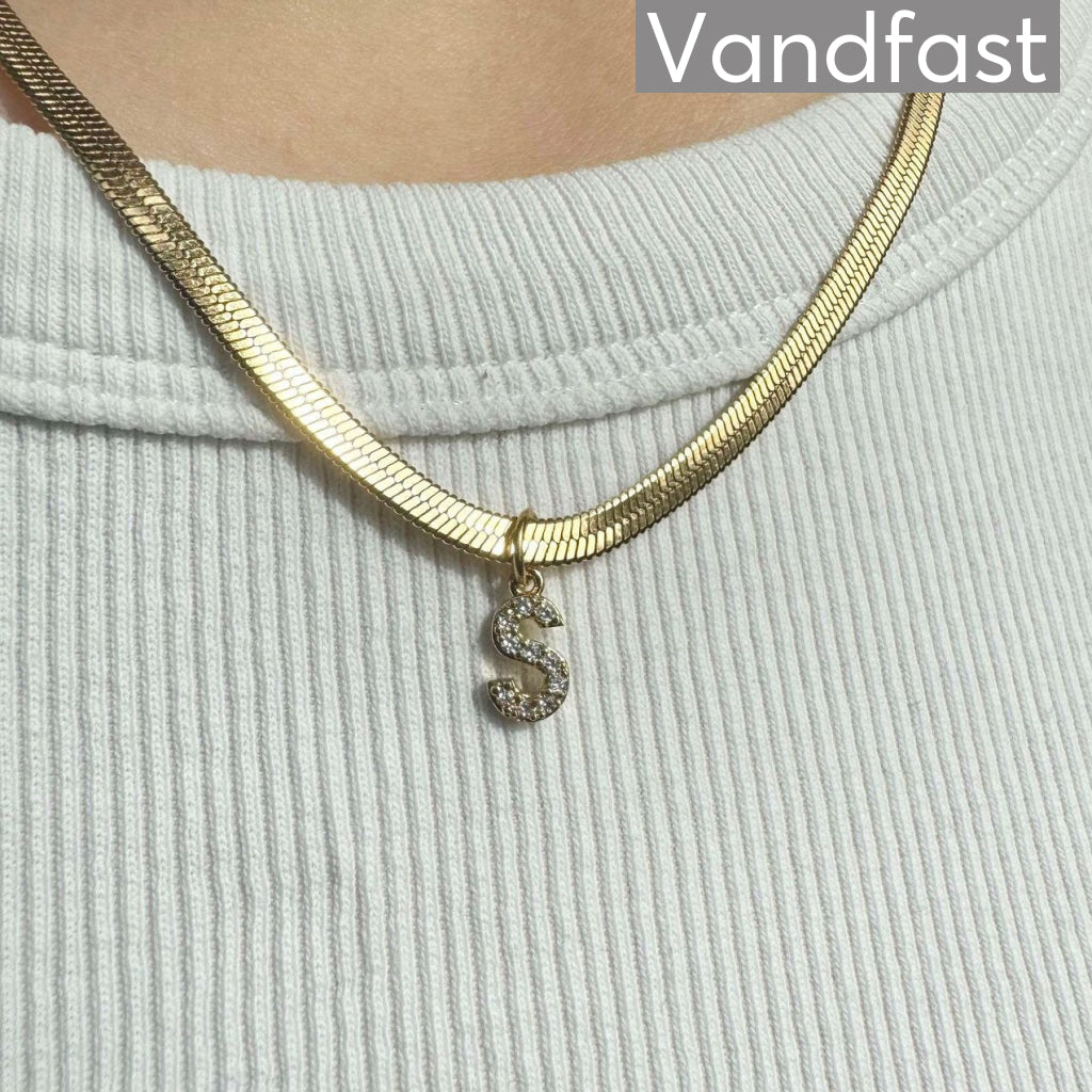 Annebrauner Snake Letter Halskæde 18k Guldbelagt