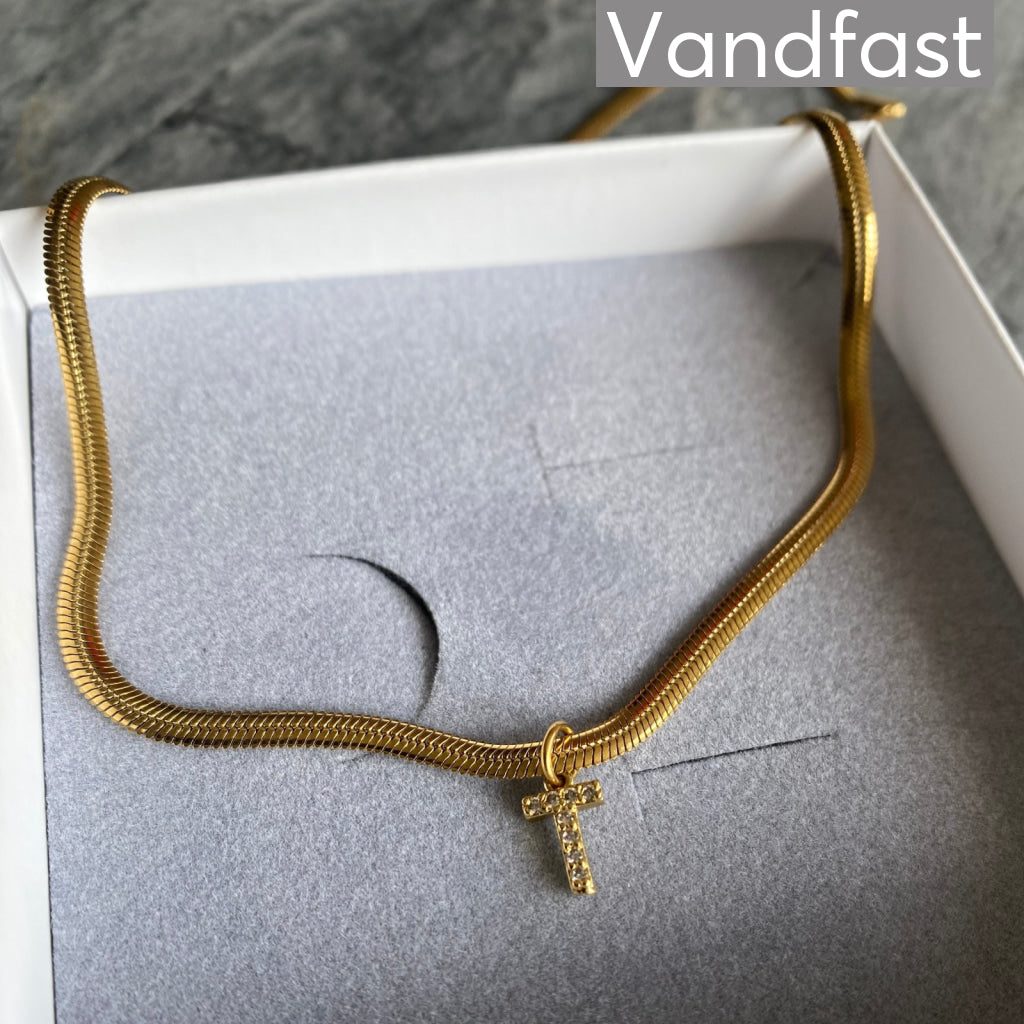 Annebrauner Snake Letter Halskæde 18k Guldbelagt