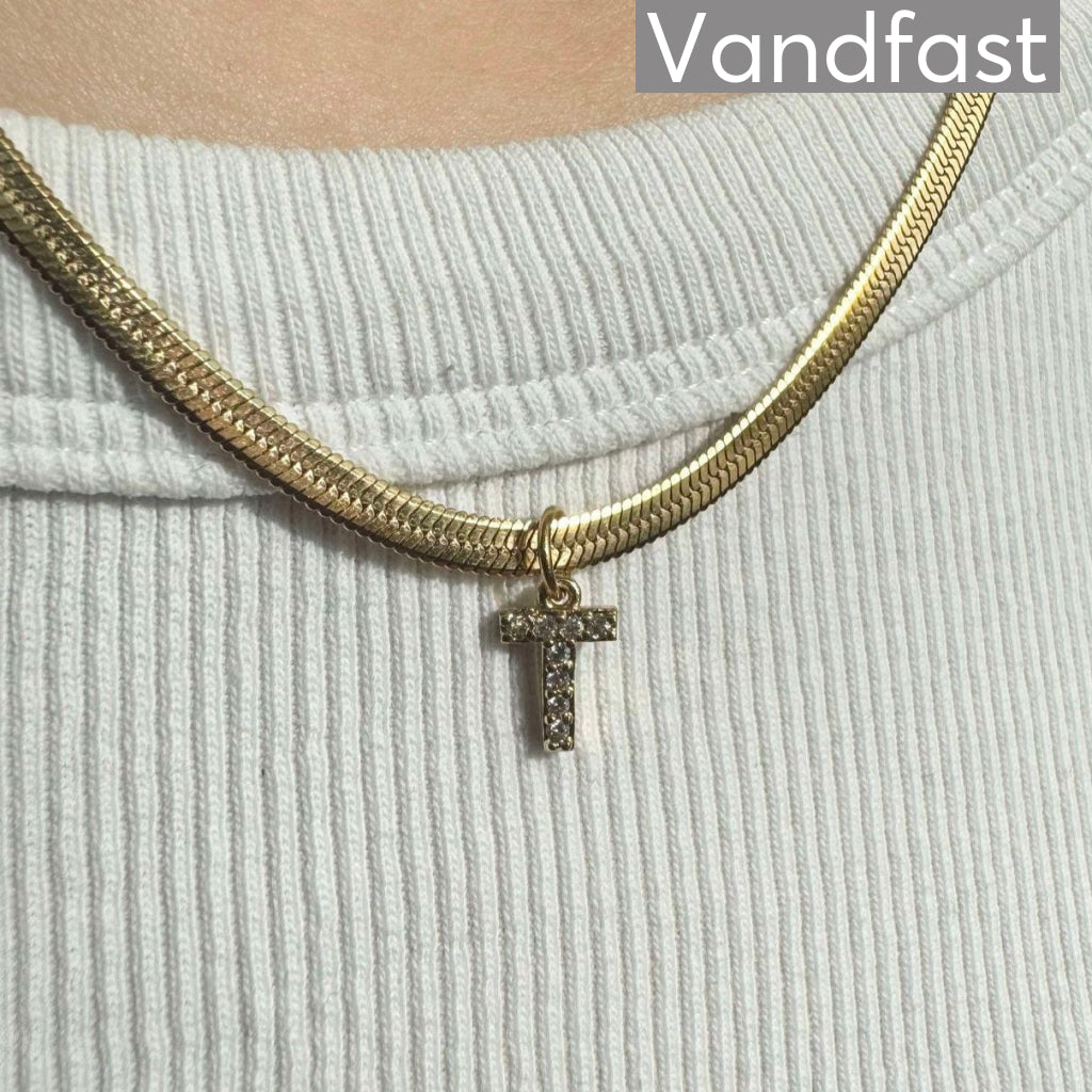 Annebrauner Snake Letter Halskæde 18k Guldbelagt