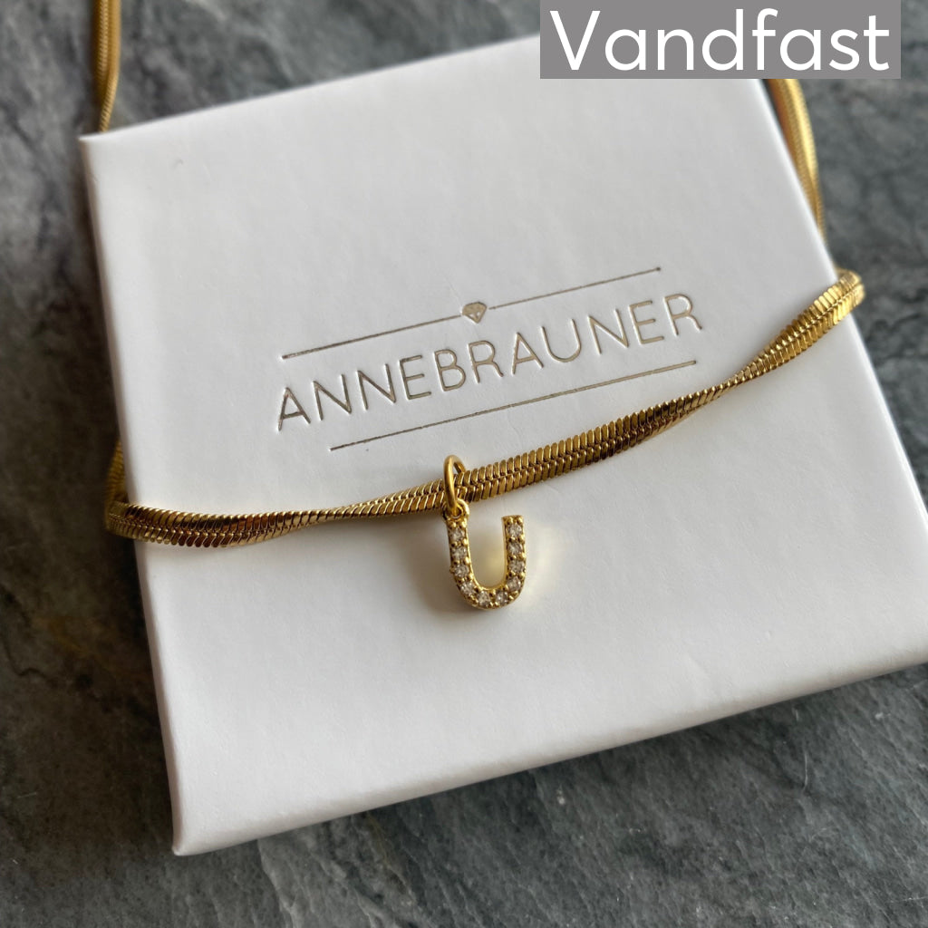 Annebrauner Snake Letter Halskæde 18k Guldbelagt