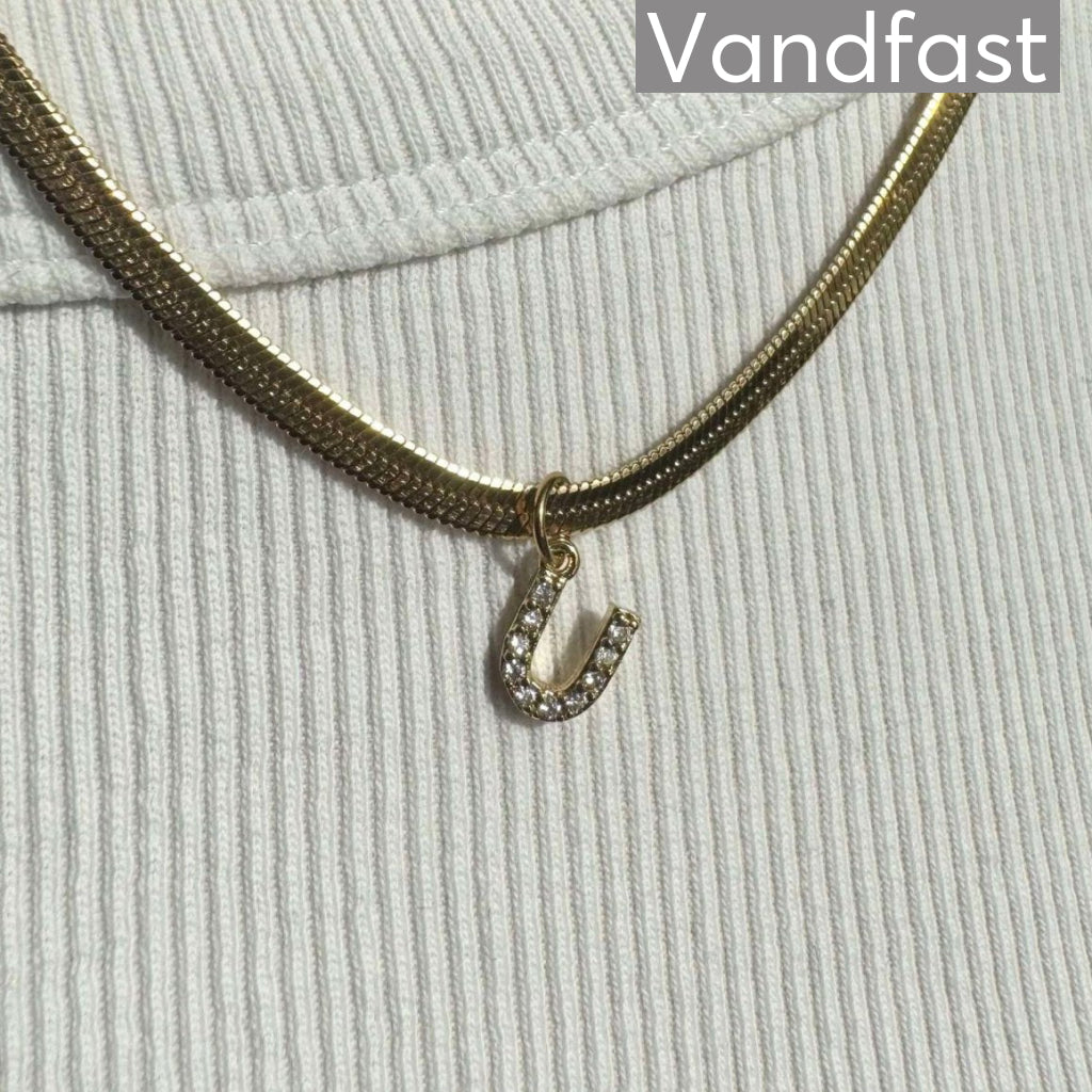 Annebrauner Snake Letter Halskæde 18k Guldbelagt