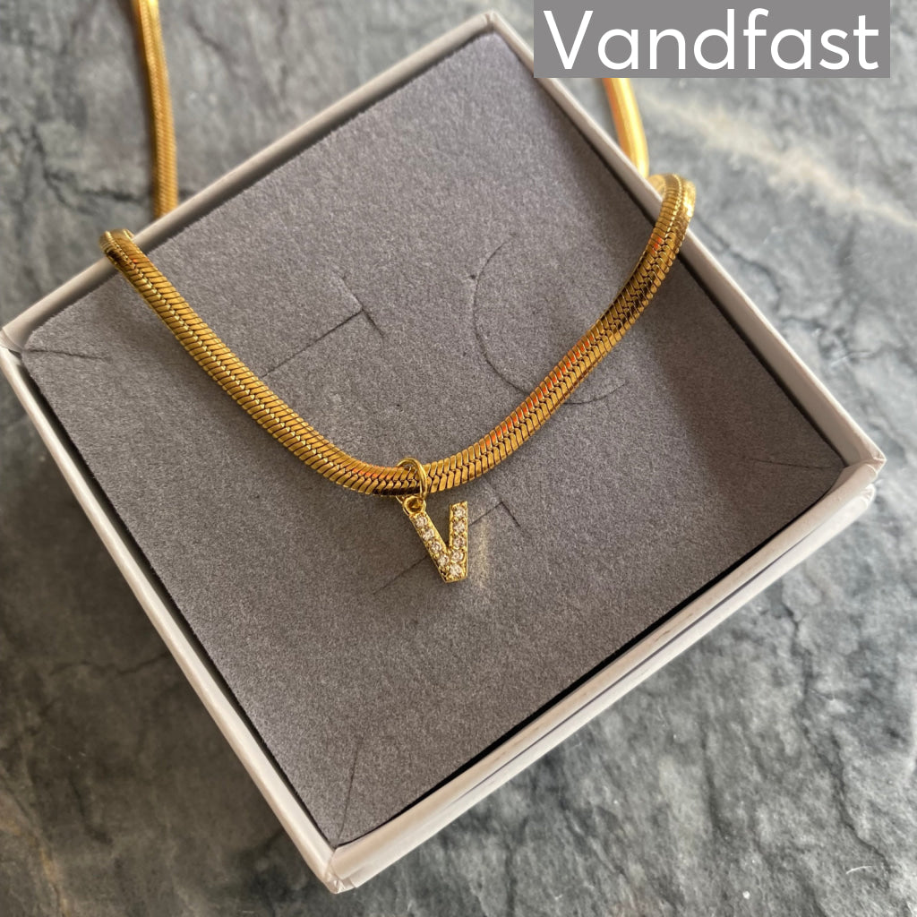 Annebrauner Snake Letter Halskæde 18k Guldbelagt