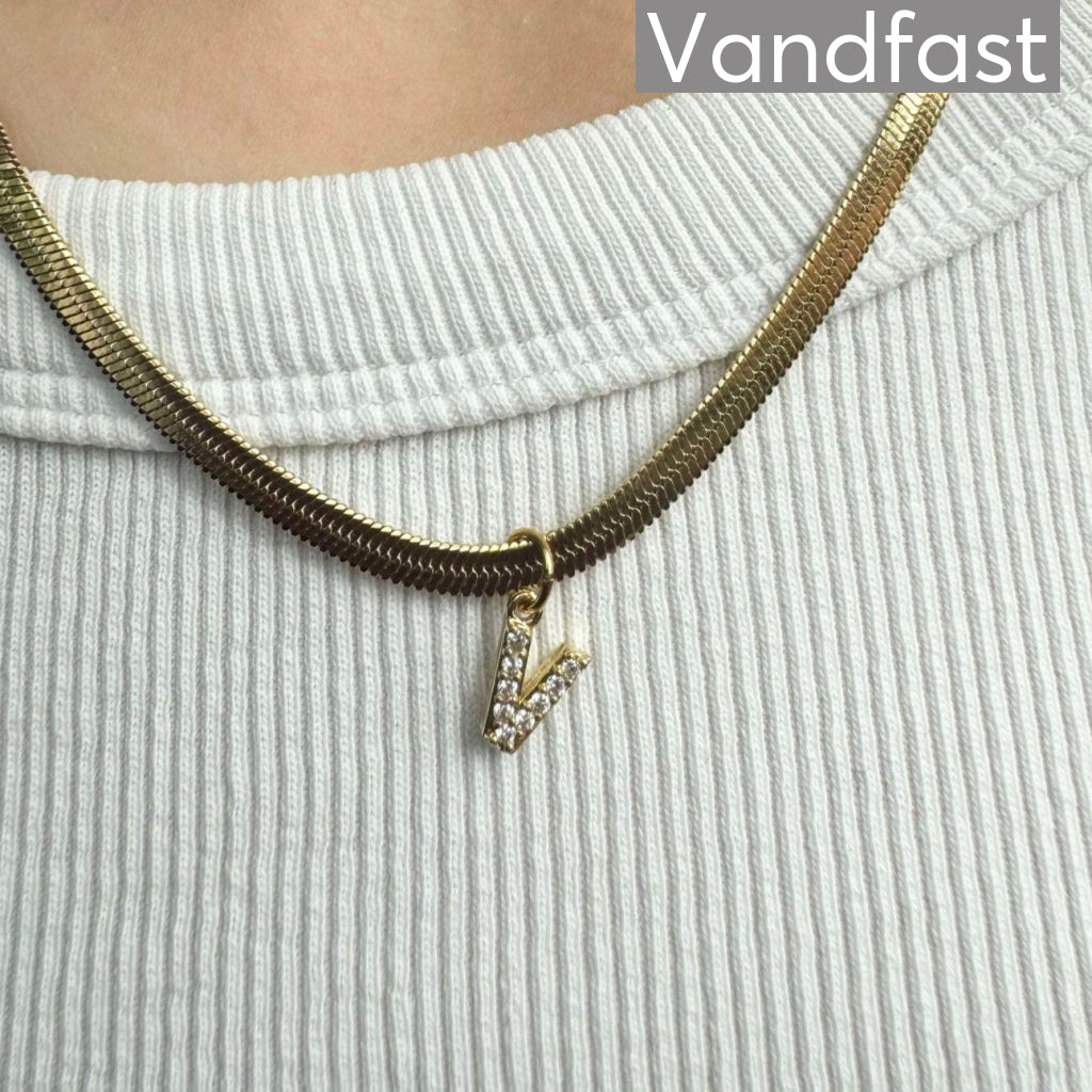 Annebrauner Snake Letter Halskæde 18k Guldbelagt