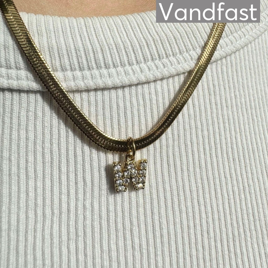 Annebrauner Snake Letter Halskæde 18k Guldbelagt