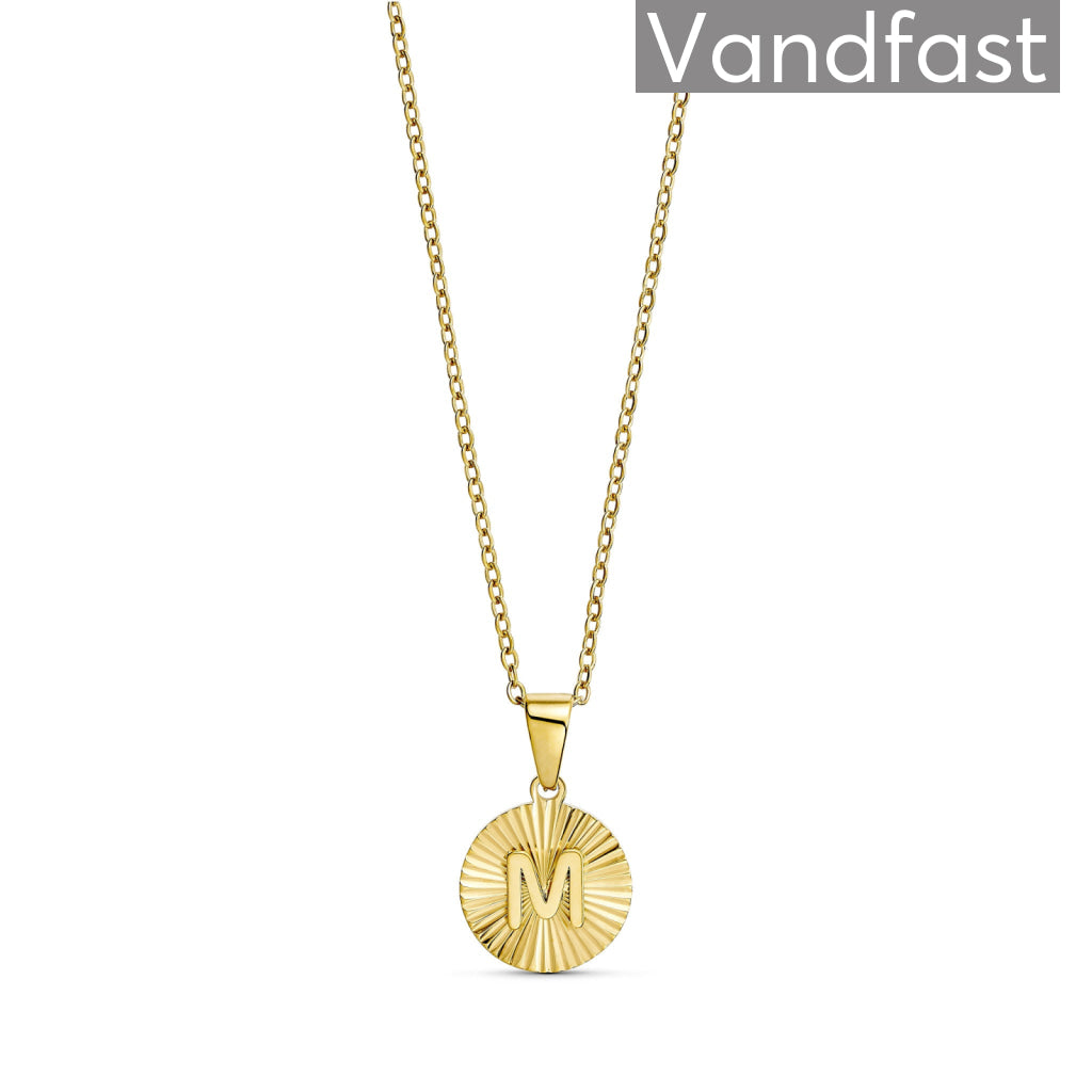 Annebrauner Sun Burst Letter Halskæde 18k Guldbelagt