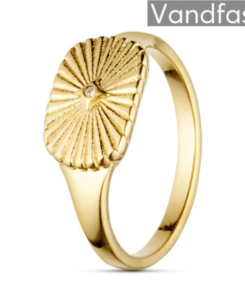 Annebrauner Sun Burst Zirconia Ring 18k Guldbelagt 52