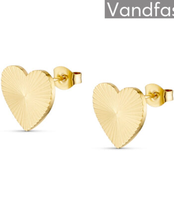 Annebrauner Sun Texture Heart ørestikker 18k Guldbelagt