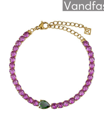 Annebrauner Tennis Paris Green Rose Armbånd 18k Guldbelagt