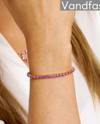 Annebrauner Tennis Petite Rose Armbånd 18k Guldbelagt 16 Cm