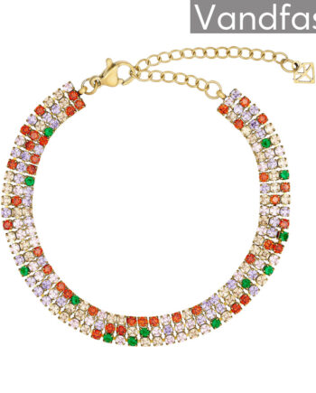 Annebrauner Tennis Triple Multicolor Armbånd 18k Guldbelagt