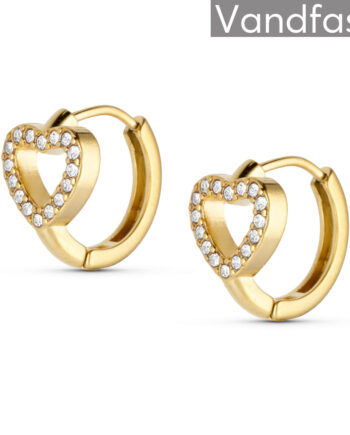 Annebrauner Zirconia Heart Creole øreringe 18k Guldbelagt