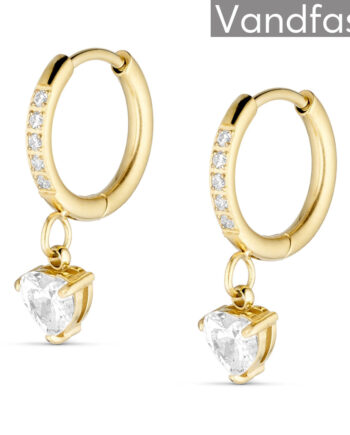 Annebrauner Zirconia Heart Hoop øreringe 18k Guldbelagt