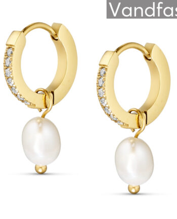 Annebrauner Zirconia Pearl Creole øreringe 18k Guldbelagt