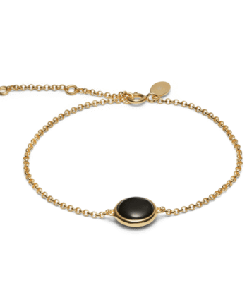 Armbånd   Guldbelagt Sølv Med Sort Onyx