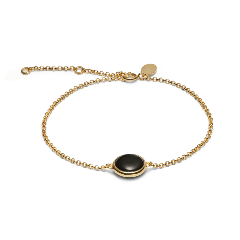 Armbånd Guldbelagt Sølv Med Sort Onyx