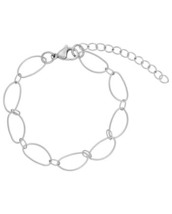 Armbånd   Stål Med Fine Ovale Ringe