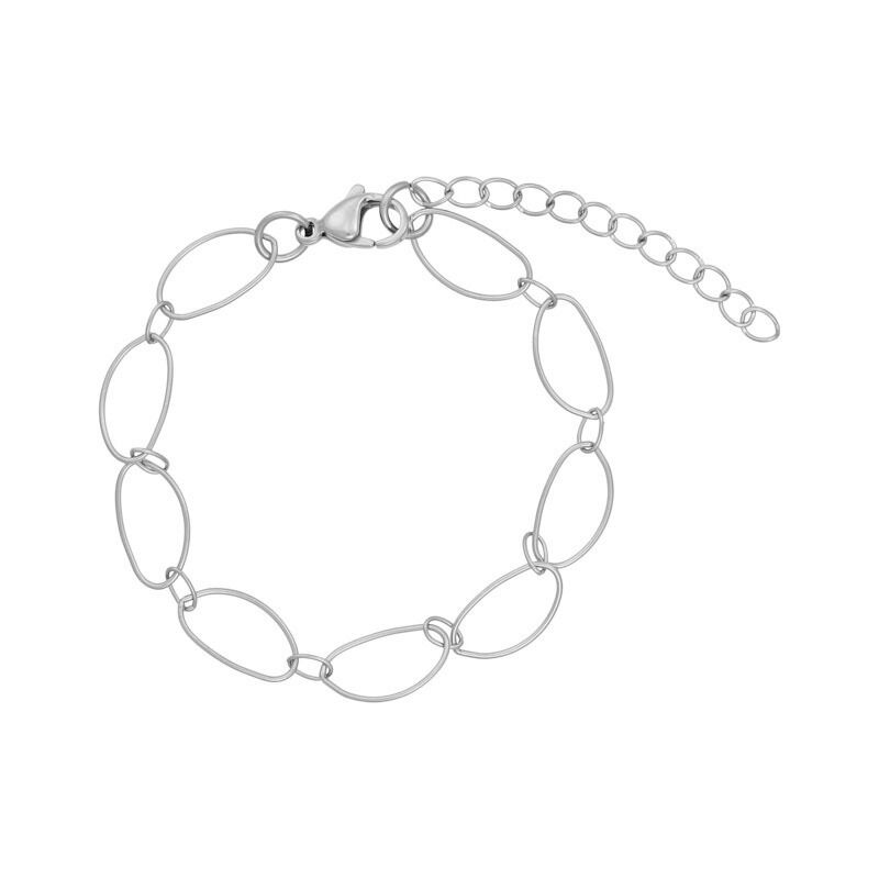 Armbånd   Stål Med Fine Ovale Ringe