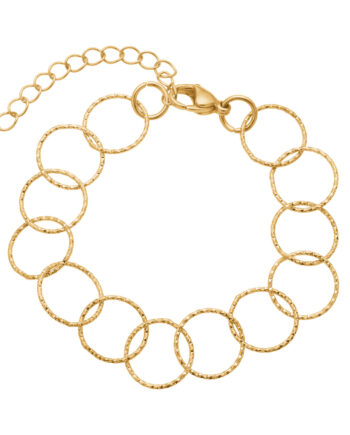 Armbånd   Stål Med Fine Ringe  Belagt Med 14   Guld
