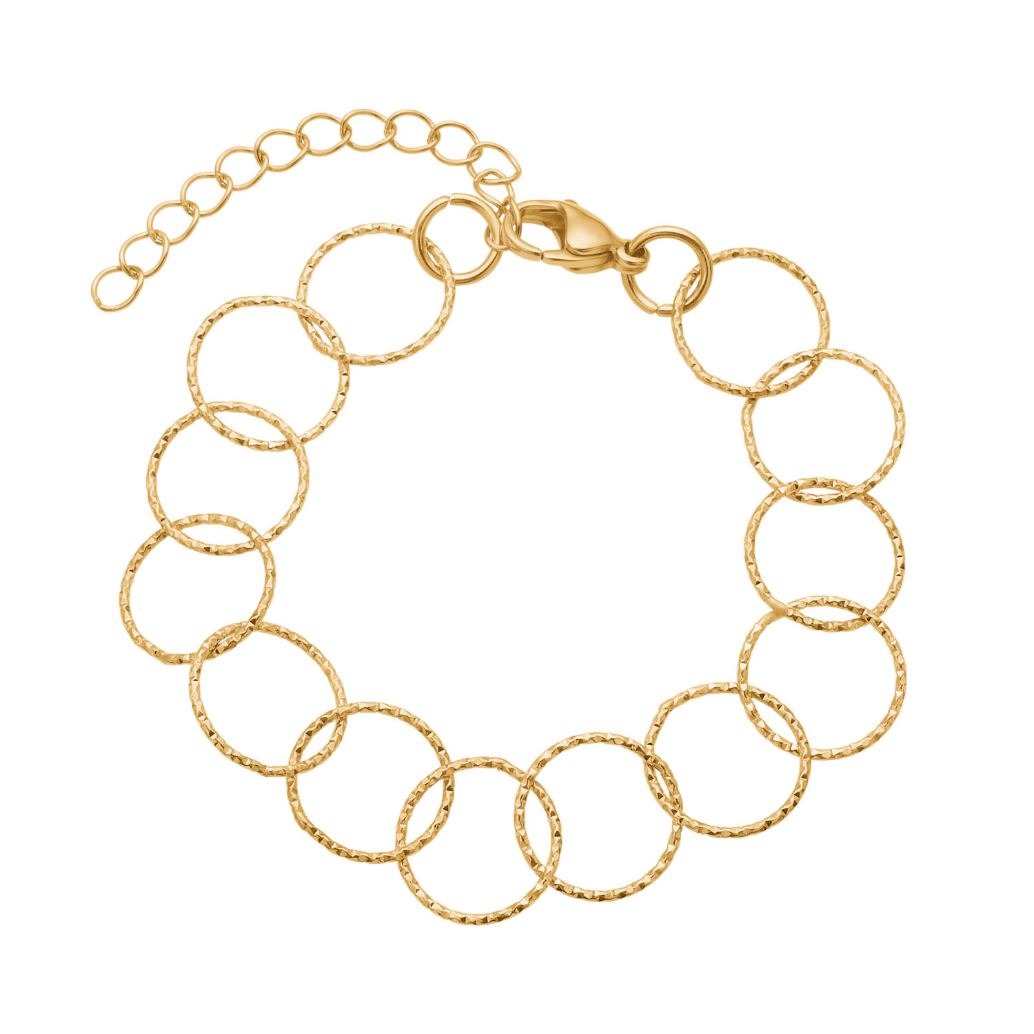 Armbånd   Stål Med Fine Ringe  Belagt Med 14   Guld