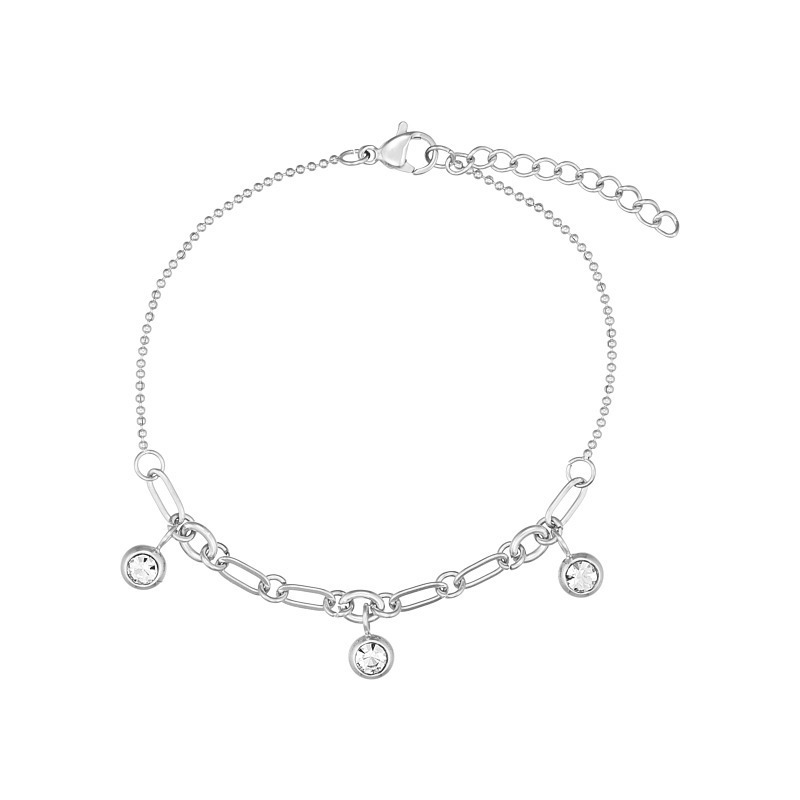 Armbånd   Stål Med Zirkonia Og Kugler