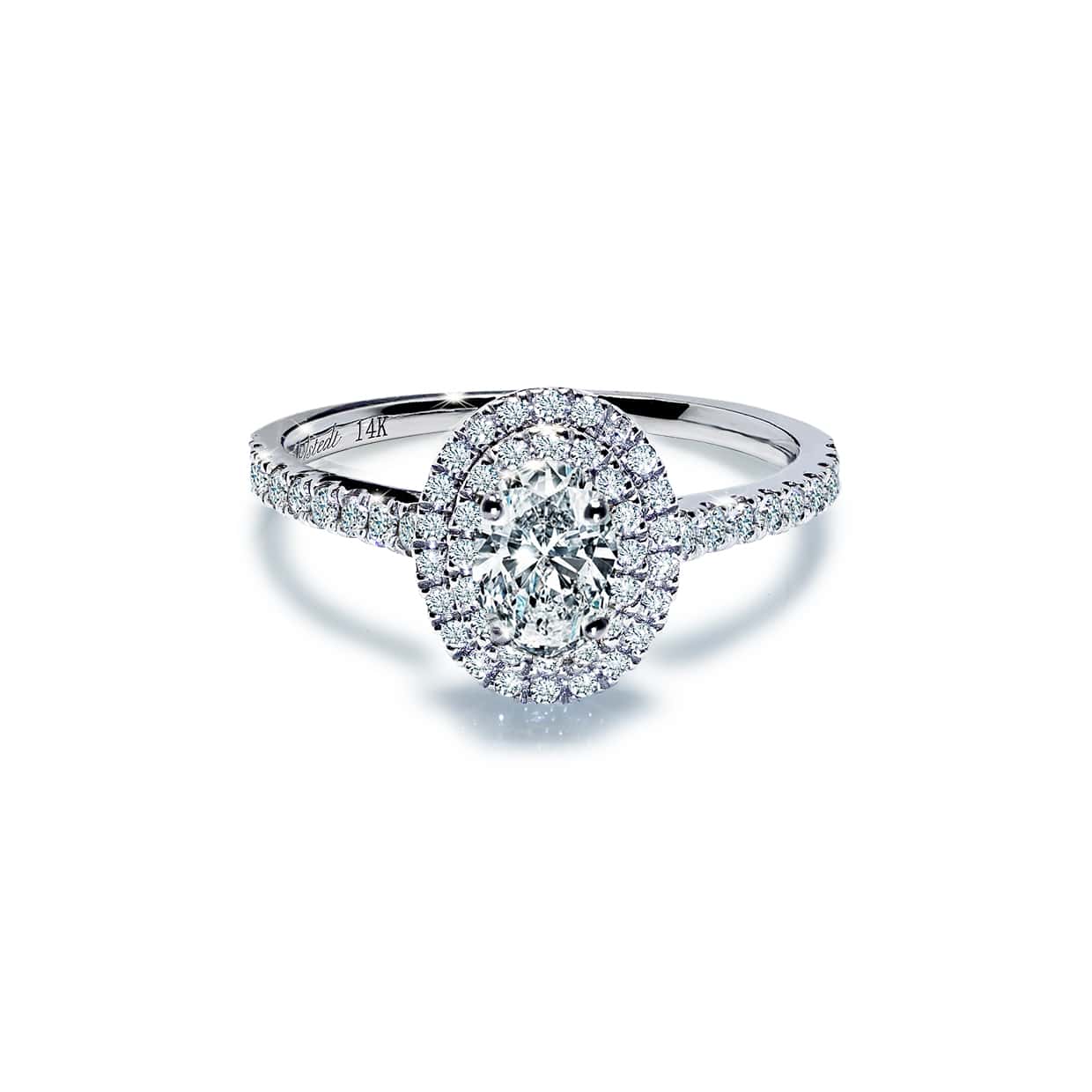 Aurora Oval Safir Forlovelsesring Med Dobbelt Diamant Halo   Hvidguld