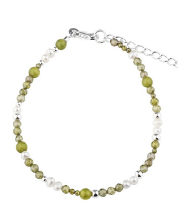 Aya Olive Bracelet   Silver