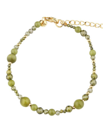 Aya Olive Stone Bracelet   Golden
