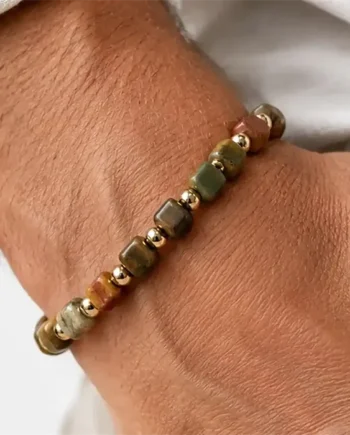 Belluno Terra Herrearmbånd Med Natursten