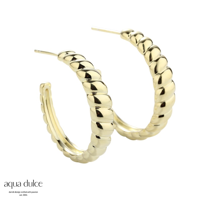 Big Suki  30 Mm  Creoler   Forgyldt Sterling Sølv Med Snoninger