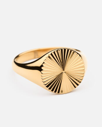 Big Sun Signet Rund Ring 18k Guldbelagt