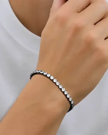 Black Crystal Flex   Herrearmbånd Med Cz Sten