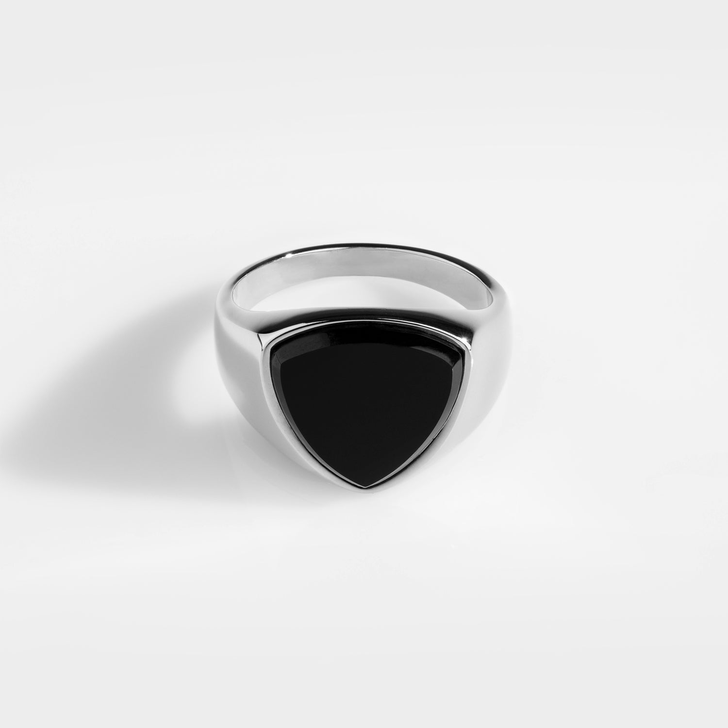 Black Onyx Polygon Signature Sølvtonet Ring Str    Herre Northern Legacy