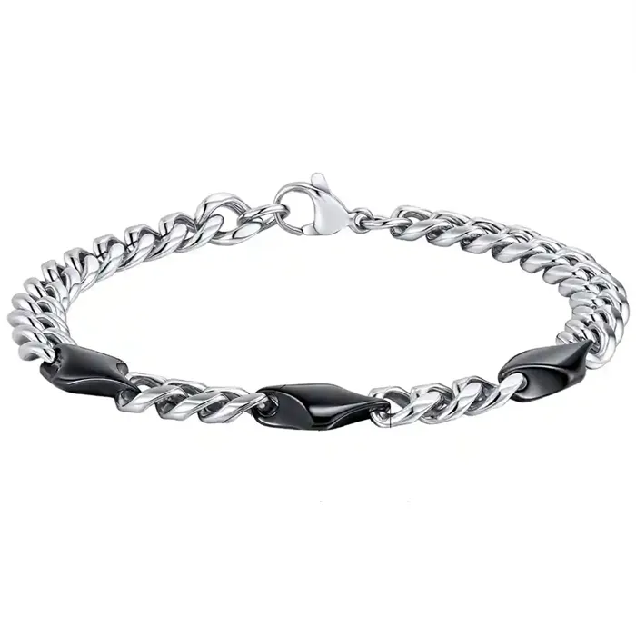 Black Steel Chain Bracelet Herrearmbånd Rustfrit Stål