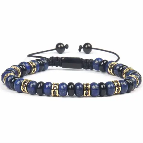 Blue Aila Perlearmbånd Med Lapis Perler