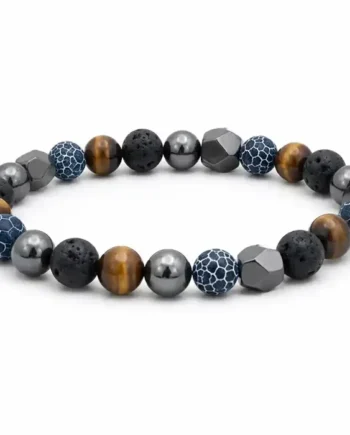 Blue Lapis Tiger Eye Herrearmbånd     Mm Natursten   Lava