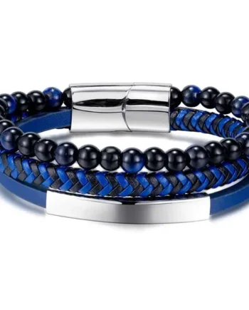 Blue Wice Armbånd Med Læder Og Perler