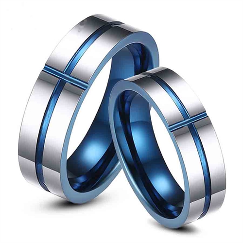 Blue-h3 Vforlovelse Eller Vielsesring   Tungsten