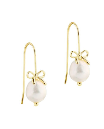 Bow   Pearls Earhook   Golden