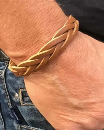 Brun Læderflettet Armbånd