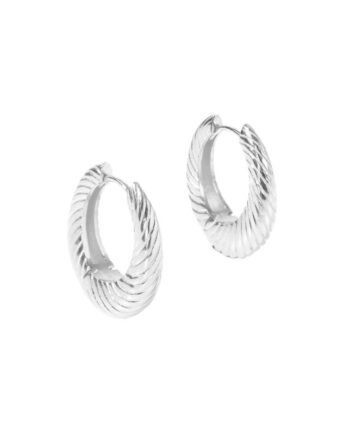 Chunky Line Hoop Big   Silver